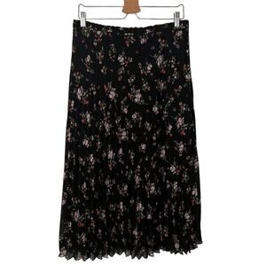 Vince Camuto floral black pleated midi skirt size 2xl